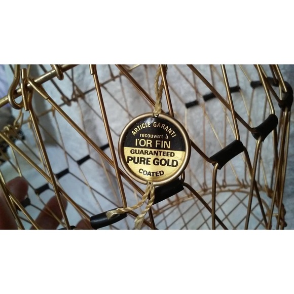 Vintage French Country Egg Basket Pure Gold Plated Wire Basket Made in France - Picture 6 of 8